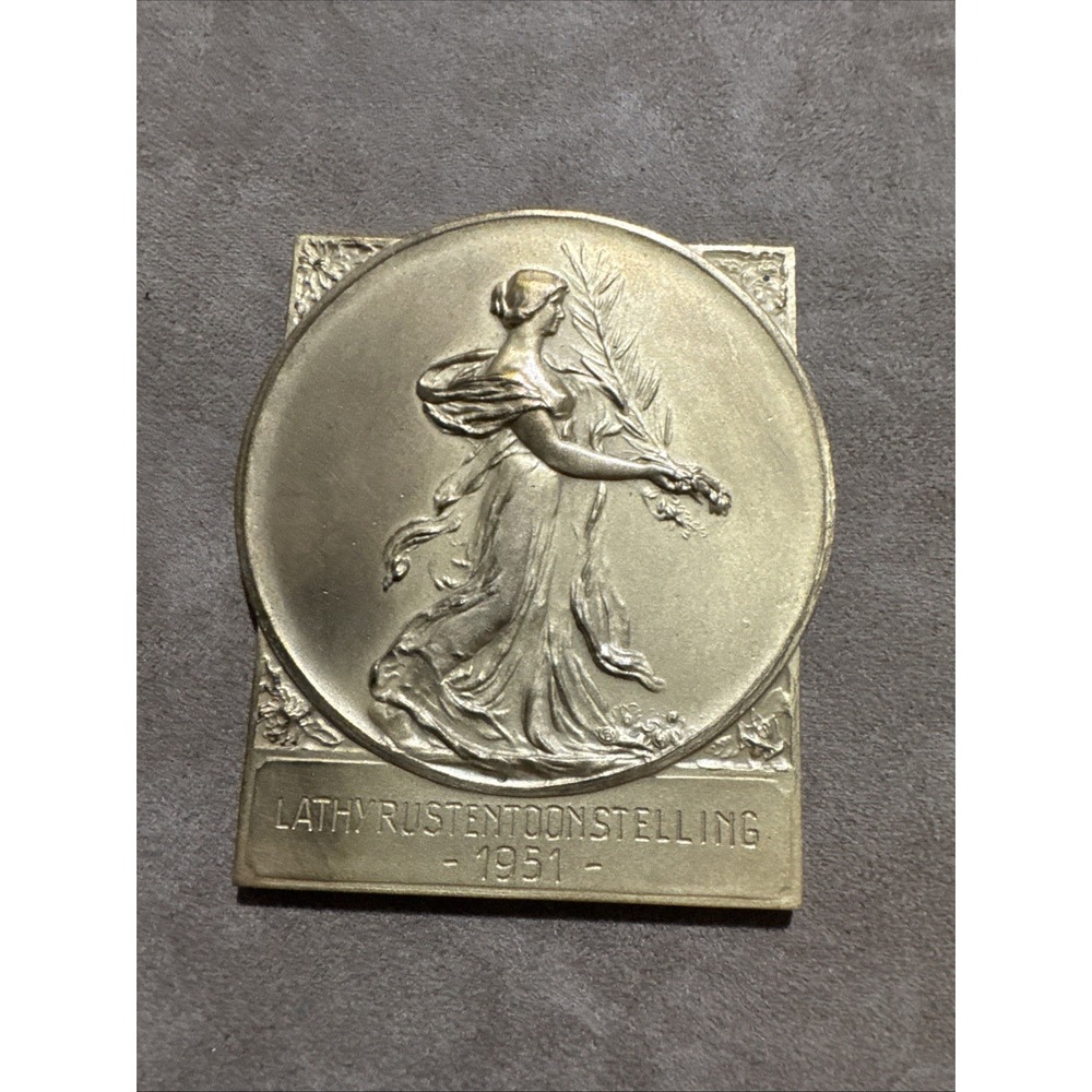 1951 Lathyrustentoonstelling Dutch Exhibition Gilded Bronze Medal Collectible